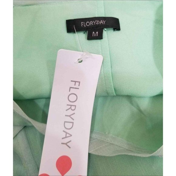 NWT FloryDay Dress Sheer Ombre Green layers emboidered ruffles Sz Medium - Picture 6 of 8